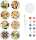Temlum Wooden Coasters Painting Kit, Paint You Own Coaster Wooden Painting Craft Kit for Adults and Beginners Art Craft Supplies (Barn Quilt)
