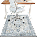 36"x48" Office Chair Mat for Hardwood Tile Floor, Under Desk Carpet Protector for Rolling Computer Chair Mat, Machine Washable Area Rug, Anti-Slip 1/5" Thick Low Pile Thin Vinyl Floor Mat, Blue
