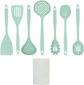 Glad Kitchen Utensils Set, 8pcs - Nonstick Cooking Tools with Utensil Holder - Nylon Spoon, Ladle, Skimmer, Spaghetti Server, and Turner Spatula Set - Dishwasher Safe, Teal Green