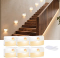 DJBoomy Motion Sensor Night Light for Indoor: 6 Pack Battery Operated Stair Lights LED 3000k Step Lights - Motion Sensor Lamp for Cabinet Closet Hallway Bedroom Stairs (Battery Powered)