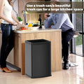 6.6 Gallon/25L Stainless Steel Square Trash Can, Large Capacity Kitchen Garbage Can, Business Trash Bin, Tall, Elegant, Black Waste Basket, for Home, Office, Hotel (25L Black)