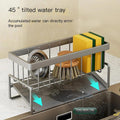 Stainless Steel Kitchen Sink Caddy with Detachable Dishcloth Rack for Kitchen Countertop Organizer(Gray)
