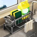 Stainless Steel Kitchen Sink Caddy with Detachable Dishcloth Rack for Kitchen Countertop Organizer(Gray)