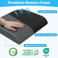 TranquilRelax Large Seat Cushion, Memory Foam Cushion for Long Sitting Hours on Office Chair, Car Seat, Non-Slip Chair Pad for Sciatica, Coccyx, Tailbone Pain Relief & Post-Surgery Recovery (Black)