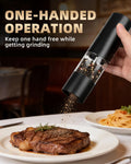 Electric Salt and Pepper Grinder Set Rechargeable, Automatic Salt and Pepper Shakers Mill Refillable, One Hand Operation Adjustable Coarseness, Kitchen Gadgets, House Warming Gifts New Home
