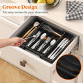 Lifewit Expandable Silverware Organizer, Plastic Utensil Tray for Kitchen Drawer, BPA Free Flatware Cutlery Holder, Space-Saving Storage for Spoons Forks Knives, 8.5-14 x 12 x 1.5 inch, Black