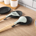 5-sets Silicone Spoon Rest Heat-Resistant Kitchen Utensil Holder Easy-to-Clean TPE Spoon Pad Multi-Use Snack Dish Fruit Plate 5pcs Black 1