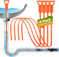 Forlivese 4 Pack 25 Inch Drain Snake,Drain Clog Remover,Sink Snake for Sewer Kitchen Sink Bathroom Tub Toilet Clogged Drains Relief Cleaning Tool