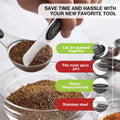 Magnetic Measuring Spoons Set with Strong N45 Magnets, Heavy Duty Stainless Steel Metal, Fits in Most Kitchen Spice Jars for Baking & Cooking, BPA Free, Set of 7 with Leveler, Black