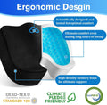 CushyOasis Seat Cushion, Gel Chair Cushions, Office Chair Cushions, Anti-Slip Bottom & Removable Cover Tailbone Pain Relief Cushion, Memory Foam Seat Cushion for Office, Wheelchair, Car (Black)