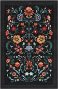 Floral Rug for Entryway 2x3 Rugs Machine Washable Boho Small Area Rug Non-Slip Low-Pile Front Door Soft Mat for Entrance, Bedroom, Kitchen, Laundry, Bathroom, Black