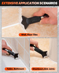 Saker Silicone Caulking Tool 3-in-1 Grout Removal Tool and Sealant Finishing Scraper with Stainless Steelhead, Caulk Remover and Seam Repair Kit for Bathroom, Kitchen, Floor, Window and Sink Joints