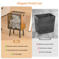 Yuyetuyo 4.5 Gallon Office Trash Can for Near Desk, Wood Bedroom Trashcan Rectangular Wastebasket with Mesh - Handles - Leg, Small Garbage Can Trash Bin for Office Bedroom Living Room Bathroom Dorm