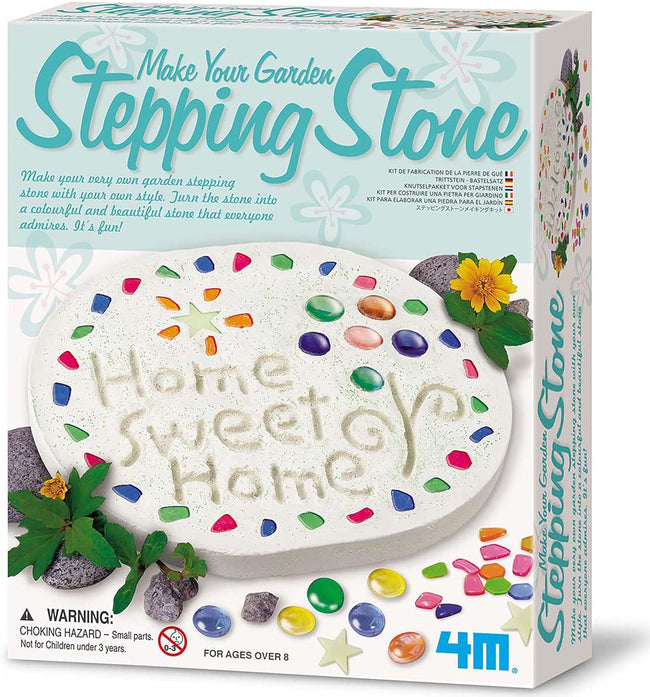4M: Make Your Garden: Stepping Stone - DIY Ceramic Yard Decor Kit, All-in-1 Art & Craft Set, 7.5" Mold, Decorate W/Beads-Glitter-Stones, Kids Ages 8+