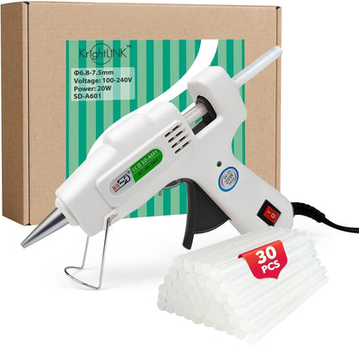Krightlink Hot Glue Gun Kit with 30 Glue Sticks, Fast Preheating Hot Melt, High Temp for School Crafts DIY Arts and Quick Home Repairs (20w)