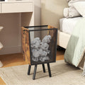 HOOBRO Trash Can, 4.5 Gallon Wastebasket with Pull Rings & Legs, Small Garbage Can for Office, Bedroom, Under Desk, Rustic Brown and Black, BF07LJ01