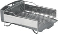 KitchenAid Large Capacity Full Size Rust Resistant Dish Rack with Angled Drain Board and Removable Flatware Caddy, Light Grey
