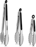 Tongs For Cooking - Heat Resistant 600 Degrees Stainless Steel Kitchen Tong,Heavy Duty Metal Locking Tongs - Perfect for Food,Salad and BBQ set of 3 (7",9" and 12") Dishwasher