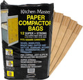 Kitchen Master Super Strong Compactor Bags (12 Pack) | Precuffed, Garbage Compactor Bags, Kitchen Liner, Paper Trash Bin Press, Kitchen Essential, Paper Garbage Press Liner