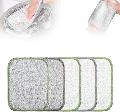 Multipurpose Wire Dishwashing Cloth, 2025 Upgraded Double-Sided Cleaning Cloth, Silver Stainless Steel Cloth and Multi-Layer Cotton Thread, Metal Scrubbing Pads Sponge Cloths for Home Kitchen (5)