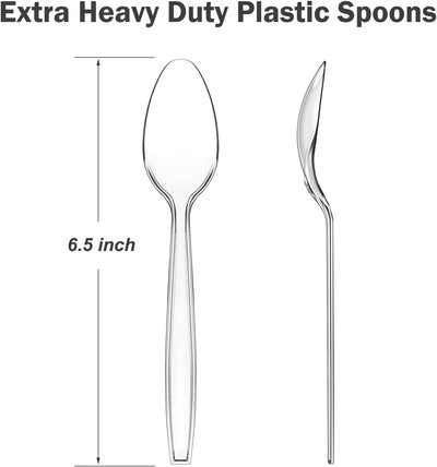 Dealusy 360 Count Clear Plastic Spoons Disposable, BPA-Free, Heat Resistant, Solid and Durable Disposable Spoons Heavy Duty Bulk, Premium Spoons plastic disposable for Party Supply