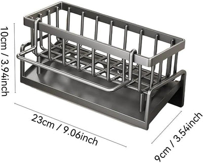 Stainless Steel Kitchen Sink Caddy with Detachable Dishcloth Rack for Kitchen Countertop Organizer(Gray)