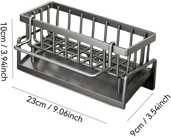 Stainless Steel Kitchen Sink Caddy with Detachable Dishcloth Rack for Kitchen Countertop Organizer(Gray)