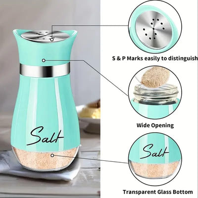 Salt And Pepper Shakers Set, 4 0z Glass Bottom Salt And Pepper Jars With Stainless Steel Lid For Kitchen Cooking Table, RV, Camp, BBQ Refillable Design,Spice Shakers, kitchen Utensils