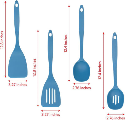 Glad Kitchen Utensils Set, 8pcs - Nonstick Cooking Tools with Utensil Holder - Nylon Spoon, Ladle, Skimmer, Spaghetti Server, and Turner Spatula Set - Dishwasher Safe, Blue