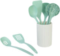 Glad Kitchen Utensils Set, 8pcs - Nonstick Cooking Tools with Utensil Holder - Nylon Spoon, Ladle, Skimmer, Spaghetti Server, and Turner Spatula Set - Dishwasher Safe, Teal Green