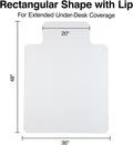 Staples Office Chair Mat, Clear Floor Mats with Lip, Flat-Pile Carpets, Extended Under-Desk Coverage, 48 x 36 Inch, Smooth Glide