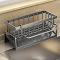 Stainless Steel Kitchen Sink Caddy with Detachable Dishcloth Rack for Kitchen Countertop Organizer(Gray)