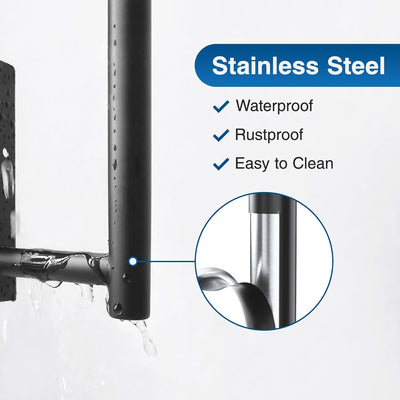 Paper Towel Holder - Self-Adhesive or Drilling, Matte Black Wall Mounted Rack - SUS304 Stainless Steel Kitchen Roll Dispenser Under Cabinet