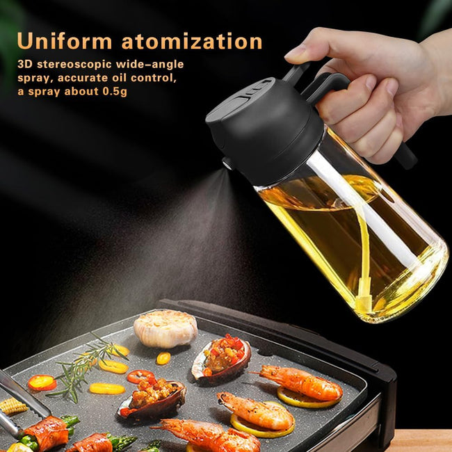 2 in 1 Oil Sprayer, Oil Sprayer for Kitchen Cooking, 470ml Oil Spray Bottle for Home