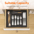 Lifewit Expandable Silverware Organizer, Plastic Utensil Tray for Kitchen Drawer, BPA Free Flatware Cutlery Holder, Space-Saving Storage for Spoons Forks Knives, 8.5-14 x 12 x 1.5 inch, Black