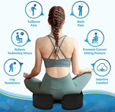 BlissTrends Seat Cushion with Velvet Cover, Thick Memory Foam Cushions for Office Chair, Car Seat, Airplane, Relieving Pressure Tailbone Sciatica Back Pain for Long Sitting, Car Drivers 4.7in Black