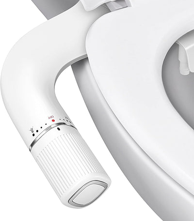 BIGCOW Ultra-Slim Bidet Attachment for Toilet - Dual Nozzle (Frontal & Rear Wash) with Adjustable Cold Water Pressure and Stainless Steel Inlet - Hygienic Solution for Fresh Cleanliness, Silver 1 Pcs