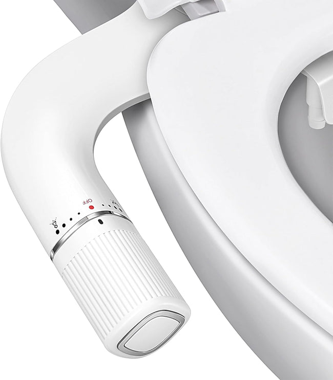 BIGCOW Ultra-Slim Bidet Attachment for Toilet - Dual Nozzle (Frontal & Rear Wash) with Adjustable Cold Water Pressure and Stainless Steel Inlet - Hygienic Solution for Fresh Cleanliness, Silver 1 Pcs