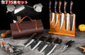 DRGSKL Serbian Chef Knife Set, Hand Forged Butcher Knife Set with Knife Bag, High Carbon Steel Kitchen Knives Set Meat Cleaver Boning Knife Viking Knives for Brisket Trimming, Gifts for Dad