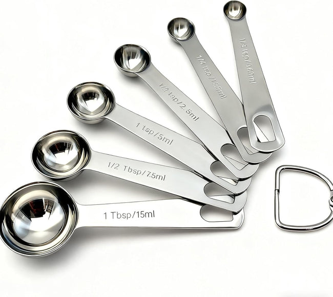 Stainless Steel Measuring Cups and Measuring Spoons Set with Circular Connector,Kitchen Measuring Spoons and Cups，kitchen tool for cooking and baking(13 Piece Set)