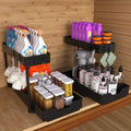 NATURE'S SOURCE 2 Pack Under Sink Organizer 2 Tier Sliding Cabinet Organizers Multi-Purpose Sink Storage Basket L-Shape Narrow Space Storage Shelves with 4 Hook for Kitchen Bathroom Drawer, Black