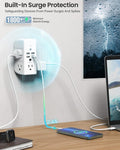 Wall Outlet Extender with Shelf and Night Light, Surge Protector, Wall Mount Charger Multi Plug Expander with 5 AC Outlets and 3 USB A Ports 1 USB C, Wide Space 3-Sided Power Strip Multi Plug Outlets