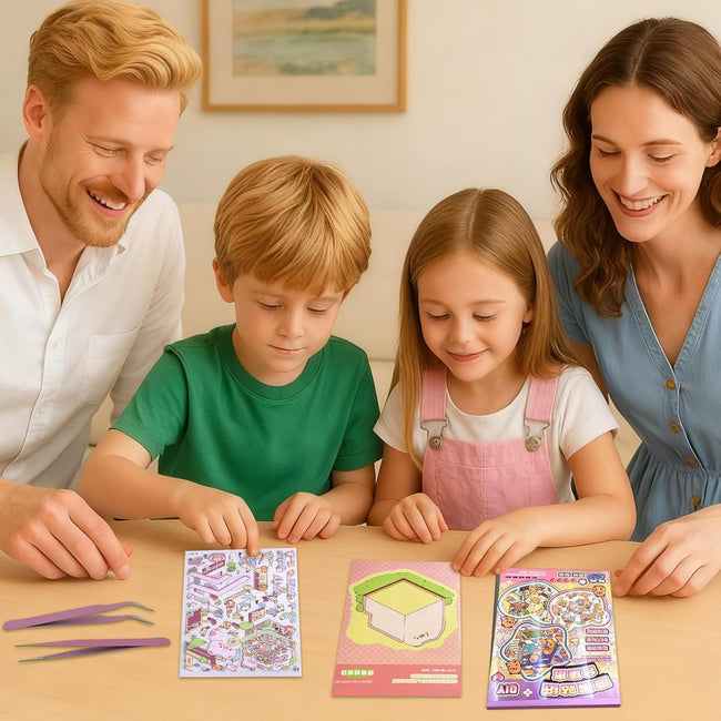 Fieoriia 3D Sticker Book Scene, 20 Sets DIY Miniature World Craft Kit, Art Therapy Activity for Adults, Kids, Family Fun