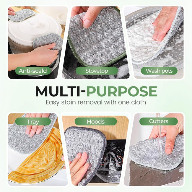 Multipurpose Wire Dishwashing Cloth, 2025 Upgraded Double-Sided Cleaning Cloth, Silver Stainless Steel Cloth and Multi-Layer Cotton Thread, Metal Scrubbing Pads Sponge Cloths for Home Kitchen (5)