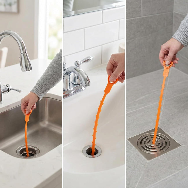 Forlivese 4 Pack 25 Inch Drain Snake,Drain Clog Remover,Sink Snake for Sewer Kitchen Sink Bathroom Tub Toilet Clogged Drains Relief Cleaning Tool