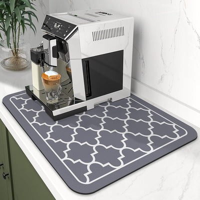 WISELIFE Dish Drying Mat Super Absorbent Drying Mat Large Dish Drying Mats for Kitchen Counter Easy Clean Dish Mat Kitchen Drying Mat15"x 18" Stylish Grey