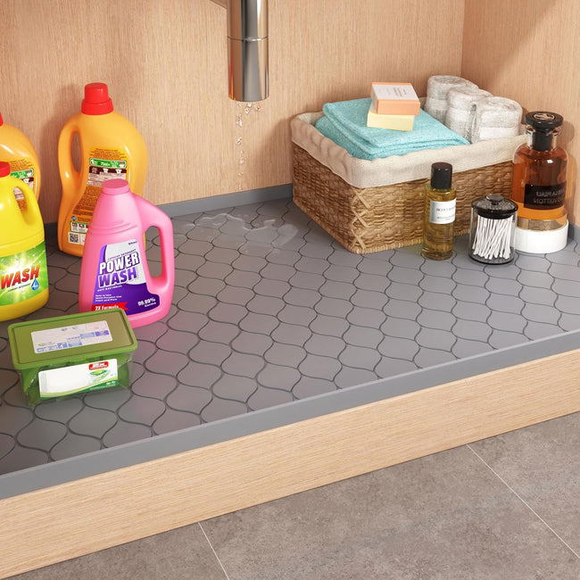 Winisok Silicone Under Sink Mat 34" x 22", kitchen Essentials and Gadgets, Shelf liner and Cabinet Protector, Home Organizers and Storage, Waterproof Bathroom Tray