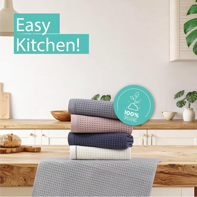 Kitchen Towels and Dishcloths Sets, 14 X 14 Inches, Absorbent Dish Towels for Kitchen, Microfiber Cleaning Cloth, Dish Cloths for Washing Dishes, Waffle Kitchen Towels (Multicolored)