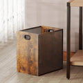 Retro Office Trash Can, Iron and Wood Combination Bedroom Garbage Can, Rectangular Design Wastebasket with Handle, Industrial Style Trash Can for Home Office, 11.02" X 7.87" X 11.81" 4.5 Gallon (2)