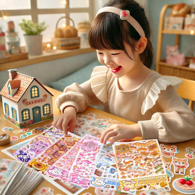DIY 3D Sticker Scenes for Girls, 6 Sets Make Your Own Mini Room Scene Stickers for Kids, Cute Kawaii Scene Stickers, Therapy Stickers for Stress Relief, Holiday Christmas Activity